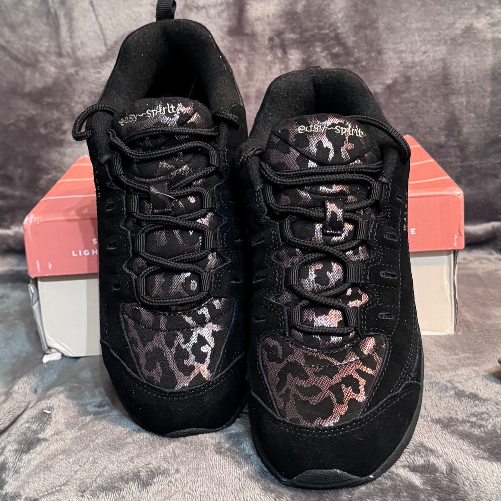 Easy Spirit Romy43 Womens 7.5W Walking Shoes Black Bronze Leopard Print NWB - Picture 5 of 12
